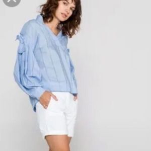 Scotch & soda Blouse Blue Beach Freaks Puff Sleeves Bows Striped medium